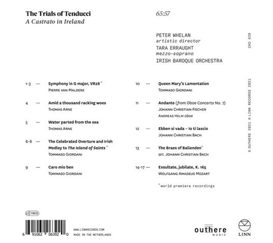 The Trials of Tenducci. Un castrato in Irlanda - CD Audio di Tara Erraught - 2