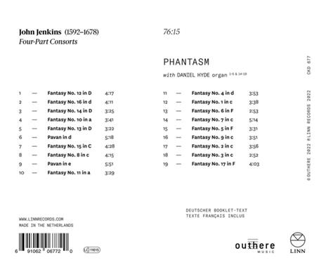 Four-Part Consorts - CD Audio di Karl Jenkins,Phantasm - 2