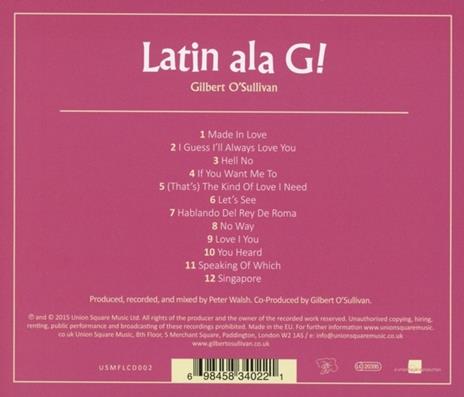 Latin Ala G - CD Audio di Gilbert O'Sullivan - 2