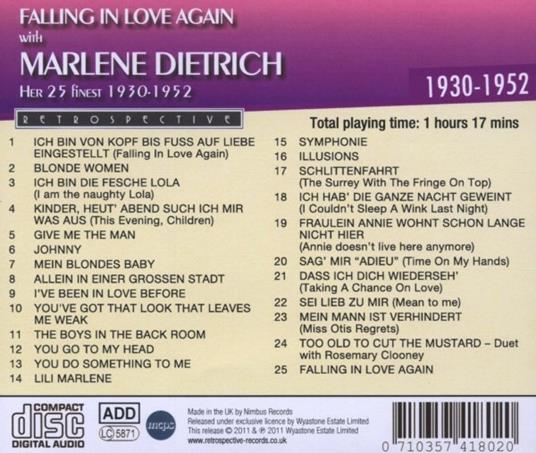 Falling in Love Again with - CD Audio di Marlene Dietrich - 2