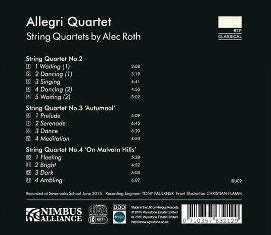 Quartetti per archi - CD Audio di Allegri String Quartet,Alec Roth - 2