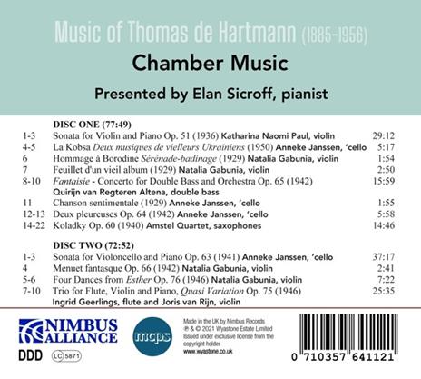 Chamber Music Of Thomas De Hartmann - CD Audio di Thomas de Hartman - 2