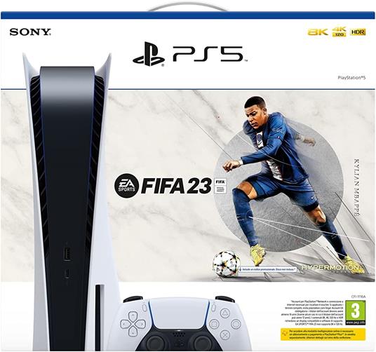 Sony PlayStation 5 + FIFA 23 825 GB Wi-Fi Nero, Bianco - gioco per Console  e accessori - Sony - Console - Videogioco | IBS