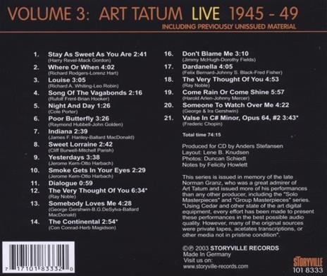 Live 1945-1949 vol.3 - CD Audio di Art Tatum - 2