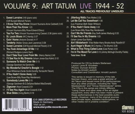 Live 1944-1952 vol.9 - CD Audio di Art Tatum - 2