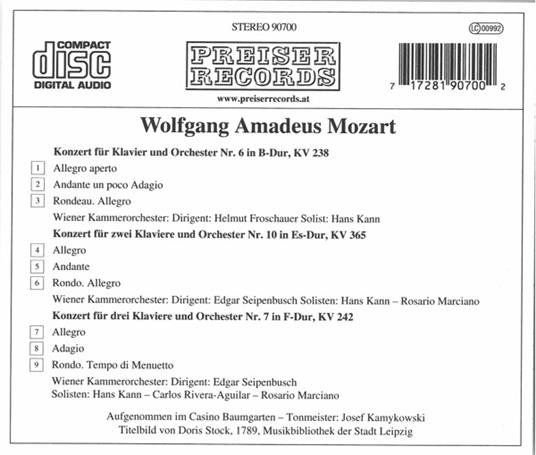 Konzerte Fur Klavier Und Orchester - CD Audio di Wolfgang Amadeus Mozart - 2