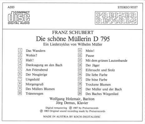 Die Schöne Mullerin - CD Audio di Franz Schubert - 2