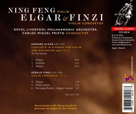 Violin Concertos - CD Audio di Edward Elgar,Gerald Finzi,Ning Feng - 2