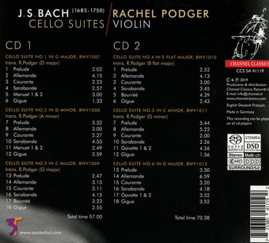 Suites per violoncello - CD Audio di Johann Sebastian Bach,Rachel Podger - 2