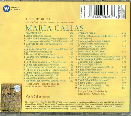The Very Best of Singers: Maria Callas - CD | IBS