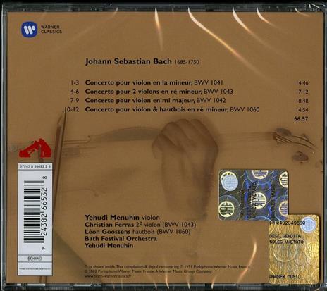 Concerti per violino - CD Audio di Johann Sebastian Bach,Yehudi Menuhin,Christian Ferras - 2