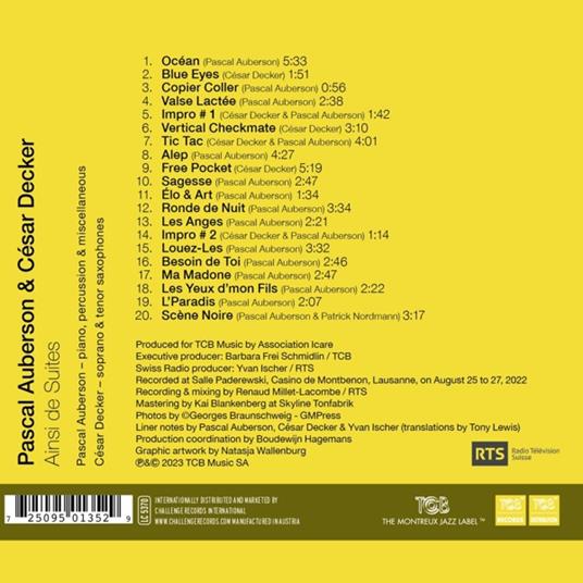 Ainsi De Suites - CD Audio di Pascal | Cesar Decker Auberson - 2