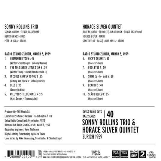 Swiss Radio Days V.40 - CD Audio di Sonny Rollins - 2