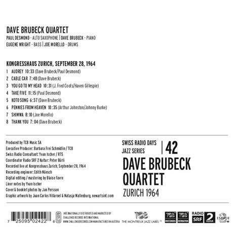 Swiss Radio Days vol.42. Zurich 1964 - CD Audio di Dave Brubeck - 2