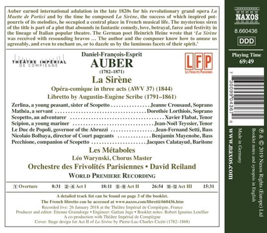 La Siréne. Opera comica in tre atti - CD Audio di Daniel-François-Esprit Auber - 2