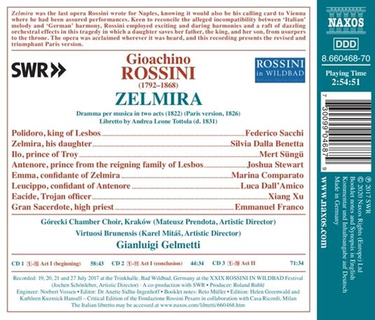 Zelmira - CD Audio di Gioachino Rossini,Gianluigi Gelmetti - 2