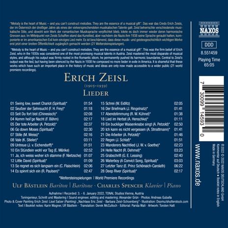 Lieder. Weich Kusst Die Zweige Der Weisse Mond - CD Audio di Eric Zeisl,Ulf Bastlein - 2
