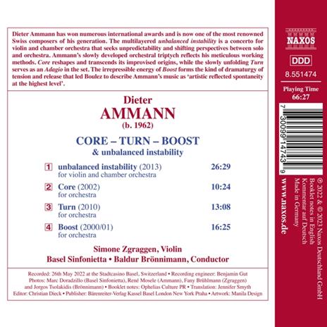 Core Turn Boost & Unbalanced Instability - CD Audio di Dieter Ammann - 2