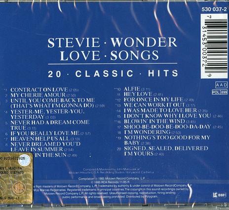 Love Songs 20 Classic Hits - CD Audio di Stevie Wonder - 2