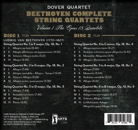 Complete String Quartets Vol.1 - CD Audio di Ludwig van Beethoven,Dover Quartet - 2