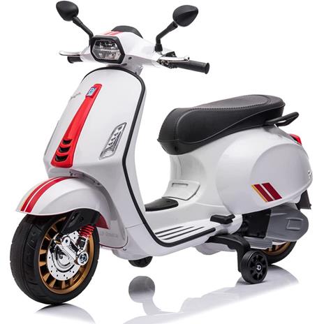 Moto Elettrica Per Bambini Vespa Piaggio Sprint Bianca 12V Ing. Mp3, Usb E Microsd Lt941