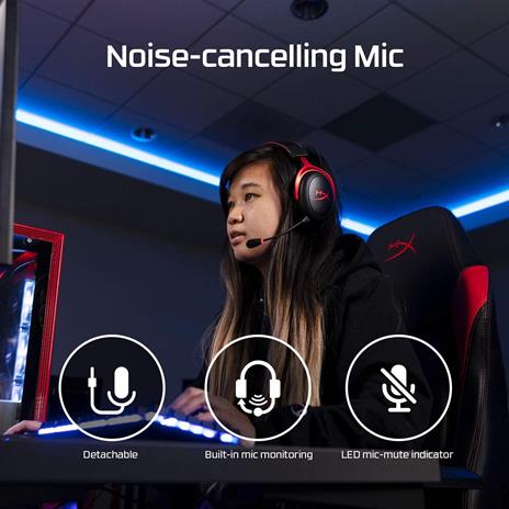 HyperX Cloud II Wireless - Cuffie per il gaming per PC, PS4, PS5*, Nintendo Switch, Batteria a lunga durata fino a 30 ore, Audio Surround 7.1, Microfono con cancellazione del rumore e monitoraggio - 6