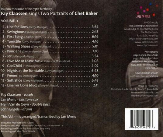 Two Portraits of Chet Baker vol.1 - CD Audio di Fay Claassen - 2