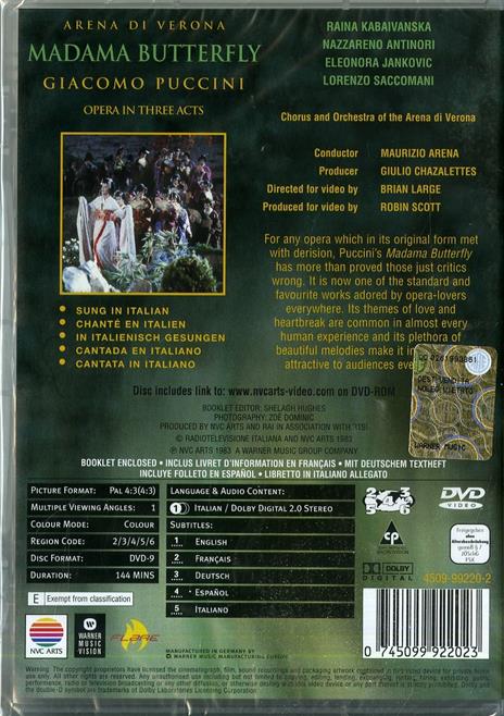 Giacomo Puccini. Madama Butterfly (DVD) - DVD di Giacomo Puccini,Raina Kabaivanska,Nazzareno Antinori - 2