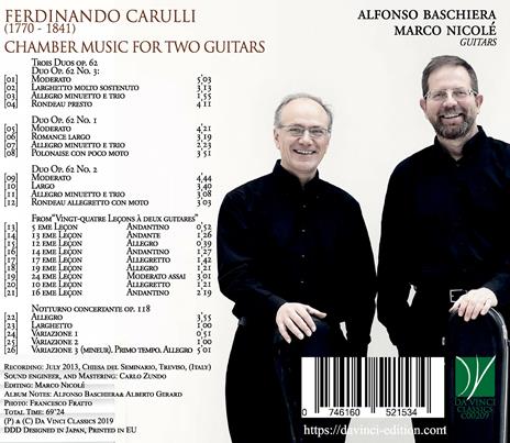 Chamber Music with Two Guitars - CD Audio di Ferdinando Carulli,Alfonso Baschiera - 2