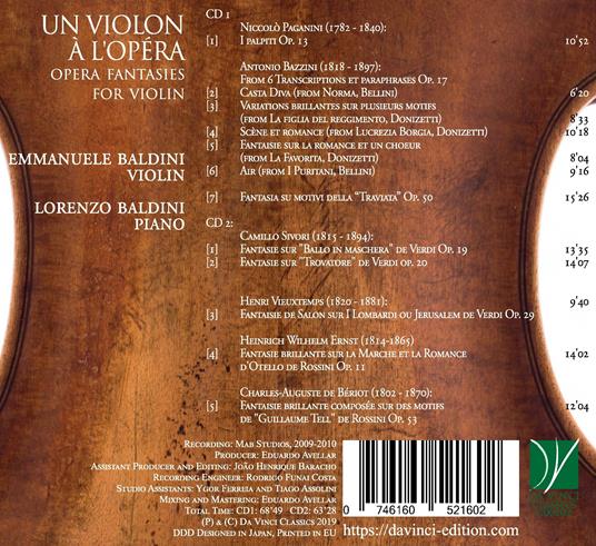 Un violon à l'opéra. Opera Fantasies - CD Audio di Emmanuele Baldini - 2
