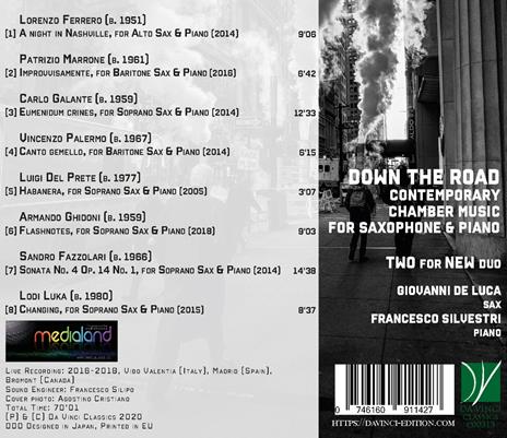 Down the Road. Chamber Music for Saxophone and Piano - CD Audio di Two for New Duo - 2