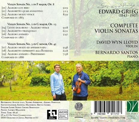 Complete Violin Sonatas - CD Audio di Edvard Grieg,David Lloyd,Bernardo Santos - 2