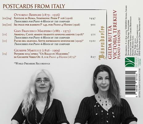 Postcards - CD Audio di Ottorino Respighi,Gian Francesco Malipiero,Giuseppe Martucci,Gilda Buttà,Victoria Terekiev - 2
