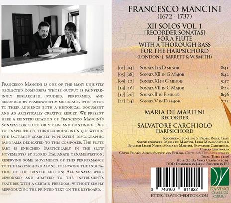 XII Solos vol.1 - CD Audio di Francesco Mancini,Maria De Martini - 2