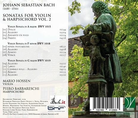 Sonatas for Violin & Harpsichord - CD Audio di Johann Sebastian Bach,Mario Hossen - 2