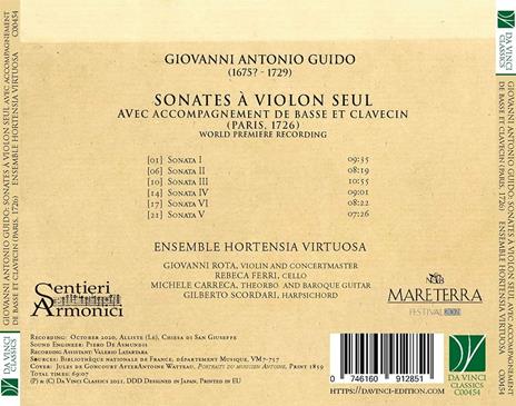 Sonate per violino - CD Audio di Giovanni Antonio Guido - 2