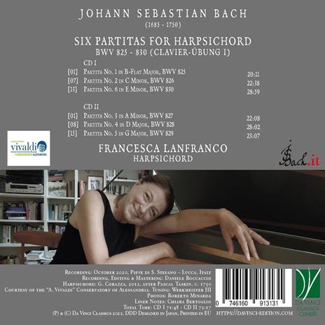 Six Partitas for Harpsichord BWV 825-830 - CD Audio di Johann Sebastian Bach,Francesca Lanfranco - 2