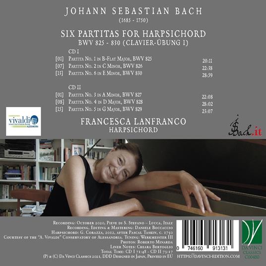 Six Partitas for Harpsichord BWV 825-830 - CD Audio di Johann Sebastian Bach,Francesca Lanfranco - 2