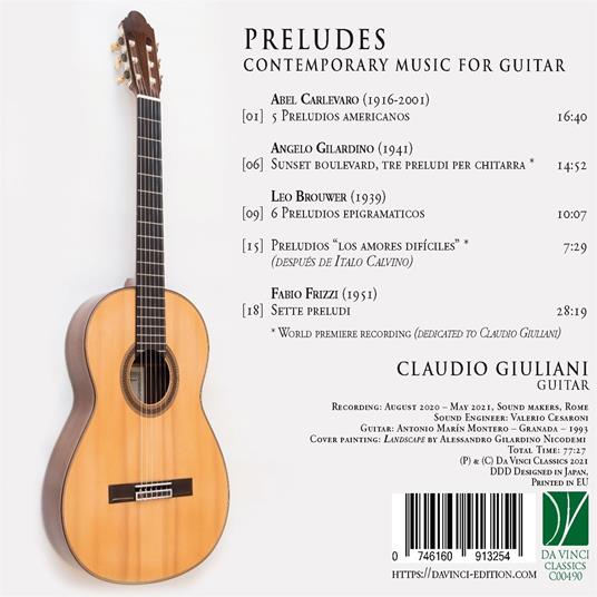 Preludes. Contemporary Music for Guitar - CD Audio di Claudio Giuliani - 2