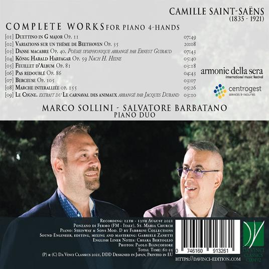 Complete Works for Piano 4-Hands - CD Audio di Camille Saint-Saëns,Marco Sollini,Salvatore Barbatano - 2