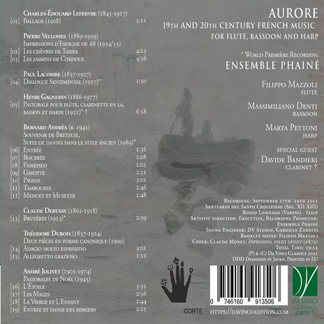 Aurore. 19th and 20th Century French Music for Flute, Bassoon & Harp - CD Audio di Ensemble Phainé - 2