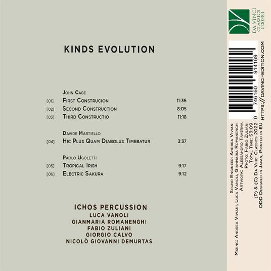 Kinds Evolution. Music by Cage, Martiello, Ugoletti - CD Audio di Ichos Percussion - 2