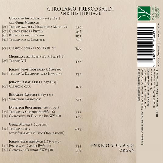 Girolamo Frescobaldi And His Heritage - CD Audio di Girolamo Frescobaldi,Enrico Viccardi - 2