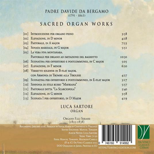 Sacred Organ Works - CD Audio di Padre Davide da Bergamo,Luca Sartore - 2