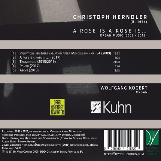 A Rose is a Rose is... Musica per organo - CD Audio di Wolfgang Kogert,Christoph Herndler - 2