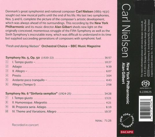 Sinfonie N.5, N.6 - CD Audio di Carl August Nielsen - 2
