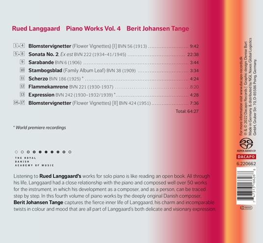 Piano Works Vol. 4 - CD Audio di Rued Langgaard,Berit Johansen Tange - 2
