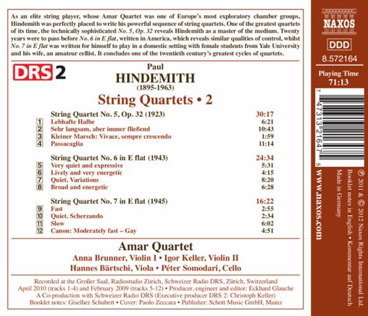 Quartetti per archi vol.2 - CD Audio di Paul Hindemith - 2