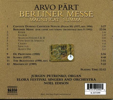 Berliner Messe - CD Audio di Arvo Pärt - 2