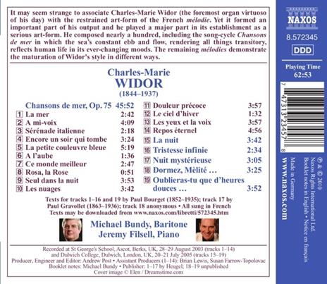 Songs - CD Audio di Charles-Marie Widor - 2